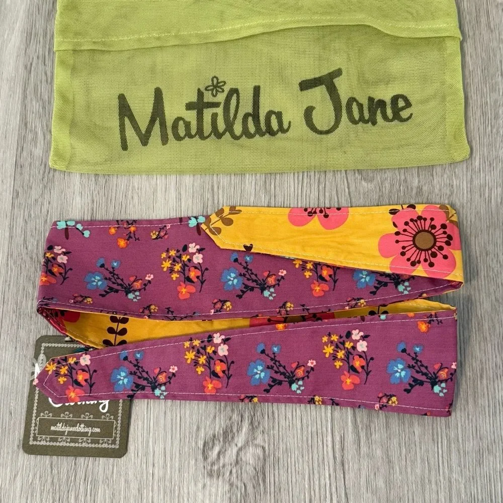 NWT Matilda Jane Purple & Blue Mixed Floral/Paisley Pattern Flower Tie Headband